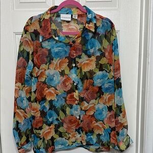 Michael Kors Vibrant Floral Sheer Blouse